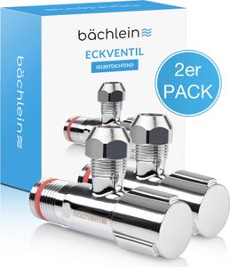 Bächlein Universal Eckventil selbstdichtend [2er Set], Eckregulierventil  mit klassischem Schraubverschluss