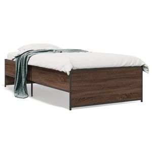 Hnedý dubový rám postele 90x190 cm Materiál na báze dreva Kov