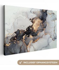 OneMillionCanvasses® - Maľba na plátne - Obraz na plátne Nástenná maľba na plátne - Čierna - Mramor - Luxusná - Zlatá - 120x80cm - Fotografia na