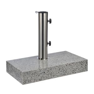 Granit Wand Schirmständer grau rechteckig - 45 x 25 cm - Sonnenschirm Halter 25kg mit Edelstahlrohr - Granit Ständer Sonnenschirmständer Schirmhalter Granitfuß
