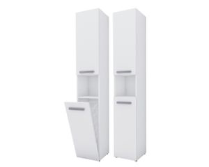 Koupelnová skříňka 3xEliving Bagnoli SLIM III bílá matná - volně stojící skříňka, koupelnový sloup, police, D: 30 cm, V: 174 cm, Š: 30 cm
