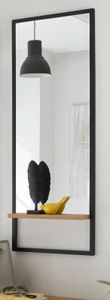 Wandspiegel mit Ablage Crack Eiche und schwarz matt Garderobenspiegel 44 x 125 cm Flurmöbel Yorkshire