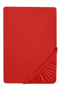 biberna Spannbettlaken 90x200cm (90x190cm bis 100x200cm), Spannbetttuch Stretch Jersey, rot
