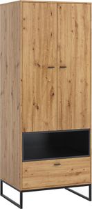 BETTSO Moderní šatní skříň 2D OLIVIER Dub Artisan Black