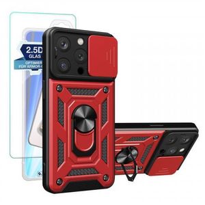 Armor Hülle Camera Protect für Apple iPhone (Glasvariante) - Farbe: Rot - Modellkompatibilität: Für Apple iPhone 15 Pro - Displayglas: Mit 9H Displayglas