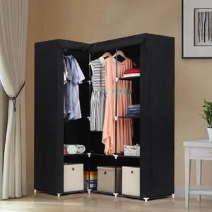 Stoffschrank mit Fächern Kleiderschrank Faltschrank Garderobe Wohnzimmer Schlafzimmer 169x129x87cm （L-Typ）