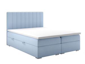 MOB, Manželská posteľ Boxspring 180 cm - Ranaly (modrá) (s úložným priestorom)