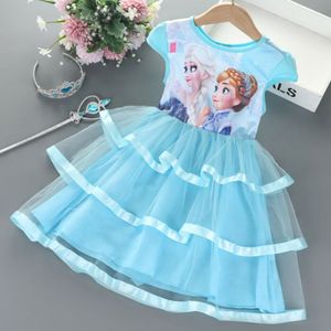 Baby Kinder Mädchen Frozen Kurzarm Kleid Sommerferien Party Swing Kleider Märchenkostüm # 4-5 Jahre