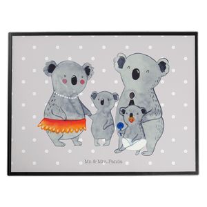 Mr. & Mrs. Panda Schreibtischunterlage Koala Familie - Grau Pastell - Geschenk, Familienleben, Bruder, Papa, Kinder, Muttertag, Schreibtisch Unterlagen, Büroartikel, Mama