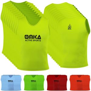 10 Stück OMKA Fußball Leibchen Trainingsleibchen Markierungshemd Fußballleibchen für Kinder Jugend und Erwachsene, Farbe:Gelb, Bibs:Senior (L)