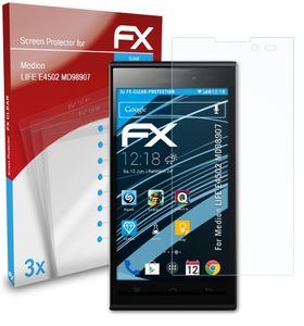 atFoliX FX-Clear 3x Schutzfolie kompatibel mit Medion LIFE E4502 (MD98907) Displayschutzfolie