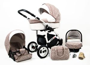 Lux4Kids Kinderwagen 3 in1 2in1 Isofix Komplettset mit Autositz alles in einem Biancino Sandal Tree 3in1 mit Babyschale