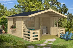 Lasita Maja  28 mm Gartenhaus aus Holz mit Satteldach Luna 2, Schwedenrot, Premium Dachbahn selbstklebend