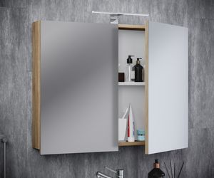 VCM Badspiegel Wandspiegel Hängespiegel Spiegelschrank Badezimmer Badinos 40 x 80 cm Sonoma-Eiche