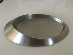 Kerzenteller Oval aus Messing vernickelt in Silber (Innen 13 x 8 cm) für Ovalkerzen, Ellipsenkerzen