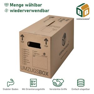 20 x Umzugskarton Smart 40 kg Traglast stabile Umzugskiste Umzug Umzugsmaterial 2-wellige Movebox BB-Verpackungen