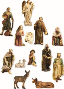 Weihnachtsfiguren Krippenfiguren farbig 13-teilig in Größe ca. 10cm