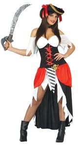 y langes Piratin Kostüm für Damen Gr. M-XL, Größe:XL