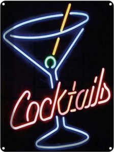 vianmo Blechschild 30x40cm Cocktails Neon Strohhalm Alkohol Deko Geschenk