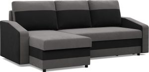 Ecksofa mit Schlaffunktion, Universelle Seite, Grau + Schwarz