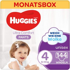 Huggies Ultra Comfort Pants Windeln Windelhosen Gr. 4 9-14 kg Monatsbox 144 Stk.