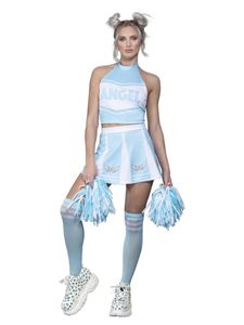 Damen Kostüm Engel Cheerleader Blau Karneval Fasching Gr. S