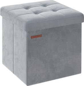 SONGMICS Sitzbank mit Stauraum aus Samt, klappbare Sitztruhe, Aufbewahrungsbox mit Deckel, Fußbank, 38 x 38 x 38 cm, bis 300 kg belastbar, für Flur