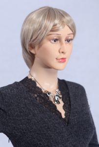 Eurotondisplay Perücke Wig kurz glatt D4 Haarteil Blond/Grau