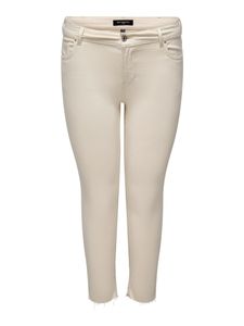 Skinny Fit Jeans Curvy Denim Übergröße Plus Size White Beige CARWILLY | 54W / 34L