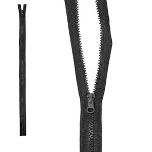 mumbi Reißverschluss teilbar 5mm 60cm Schwarz Kunststoff Reißverschlüsse mit Zipper grobe Zähne