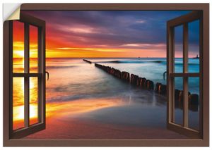 ARTland Wandbild, selbstklebend Ostsee mit Sonnenaufgang, braun Größe: 100x70 cm