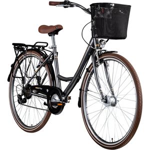 Zündapp Z700 700c Damenfahrrad Hollandrad Damenrad Fahrrad Stadtrad 28 Zoll, Farbe:grau/braun/silber, Rahmengröße:46 cm