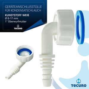 tecuro Geräte-Anschlusstülle für Kondensatschlauch Ø 8-17 mm, 1 Zoll Überwurfmutter