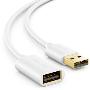 deleyCON 1m USB 2.0 High Speed Kabel Verlängerungskabel USB A-Stecker zu USB A-Buchse - Weiß
