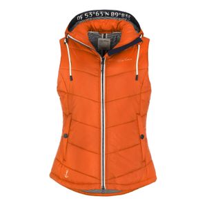 Dry Fashion Damen Steppweste Rügen mit abnehmbarer Kapuze - Leichte Weste mit taillierten Schnitt in Orange Größe 46