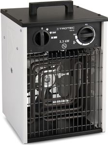 TROTEC Elektroheizer TDS 20 mit 3.3 kW , Mehrstufen-Temperaturregelung, Integriertes Thermostat für konstanten Warmluftstrom, Kondensfreie Wärme - kein Sauerstoffverbrauch - deshalb optimal zur Innenraumbeheizung geeignet