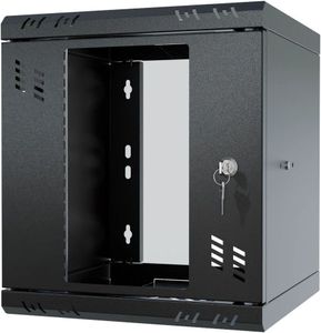 Racková skriňa 10" 6U, 300 mm, sklenené dvere, čierna