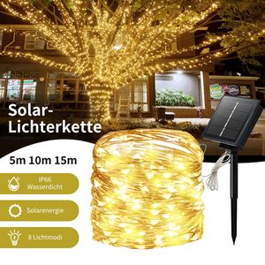 10 M Solar Lichterkette Lichtschlauch LED Lichterkette 8 Lichtmodi Party Garten Innen Außen Deko Weihnachtsbeleuchtung