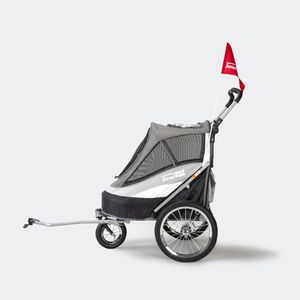 InnoPet® Sporty Trailer AT Pet Stroller Hundebuggy mit Luftreifen Fahrradanhänger Nylon schwarz/grau