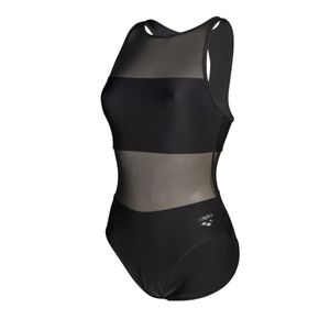 arena Mesh Panels Badeanzug für Damen, Farbe:Schwarz, Größe:46