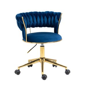 Fortuna-Lai Bürostuhl, Ergonomisch Drehstuhl, bequemer Samt Schreibtischstuhl, bis 130 kg belastbar, um 360° drehbar, höhenverstellbar, Computerstuhl mit gepolstertem (Blau)