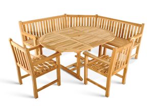 Gartenmöbel Set 4tlg mit Eckbank Teak Gartentisch ausziehbar 120-170 cm BORNEO/CARACAS