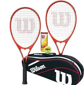 2 Wilson Pro Staff Precision XL 110 Tennisschläger Advantage Bag Schwarz und Rot