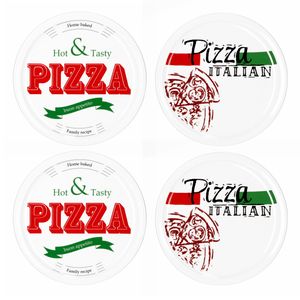 4er Set Pizzateller Pizza Italian & Hot and Tasty Ø 30cm weiß Pizza XL-Teller