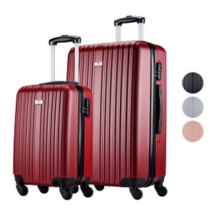 Slazenger Kofferset 2 Teilig - Handgepäck Koffer 35L und Reisekoffer 97L - Hartschalenkoffer - Rot