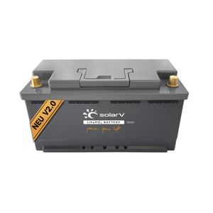 SolarV ®   Lithium Batterie LiFePO4 Batterien 12,8V 100Ah - BMS integriert (Version 2.0), 0% MwSt