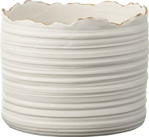 J-Line cachepot wysoki porcelanowy biały/złoty duży