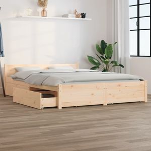 vidaXL Bett mit Schubladen 140x200 cm - Bettrahmen - Bettgestell - Bett - Holzbett