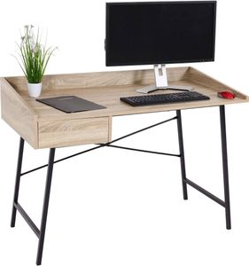 Schreibtisch MCW-J97, Bürotisch Computertisch, Schublade 3D-Struktur 98x114x60cm MVG-  Eiche-Optik
