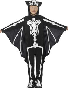 Kinder Kostüm Skelett Fledermaus Halloween Karneval 7 bis 9 Jahre